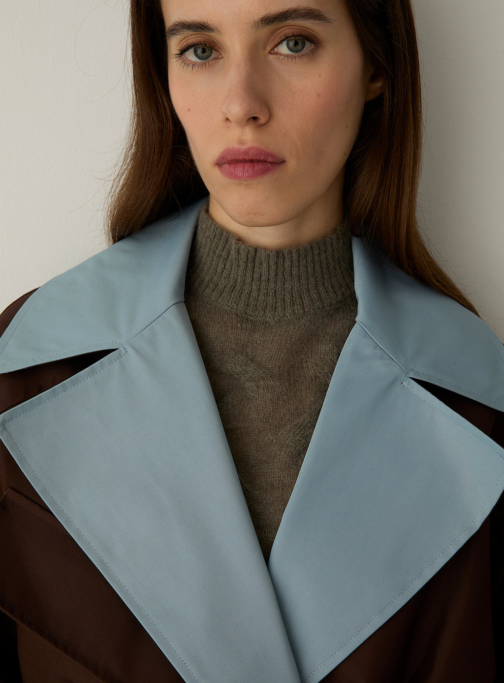 LAAGAM Brown & Blue Londres Oversize Waterproof Trench Coat