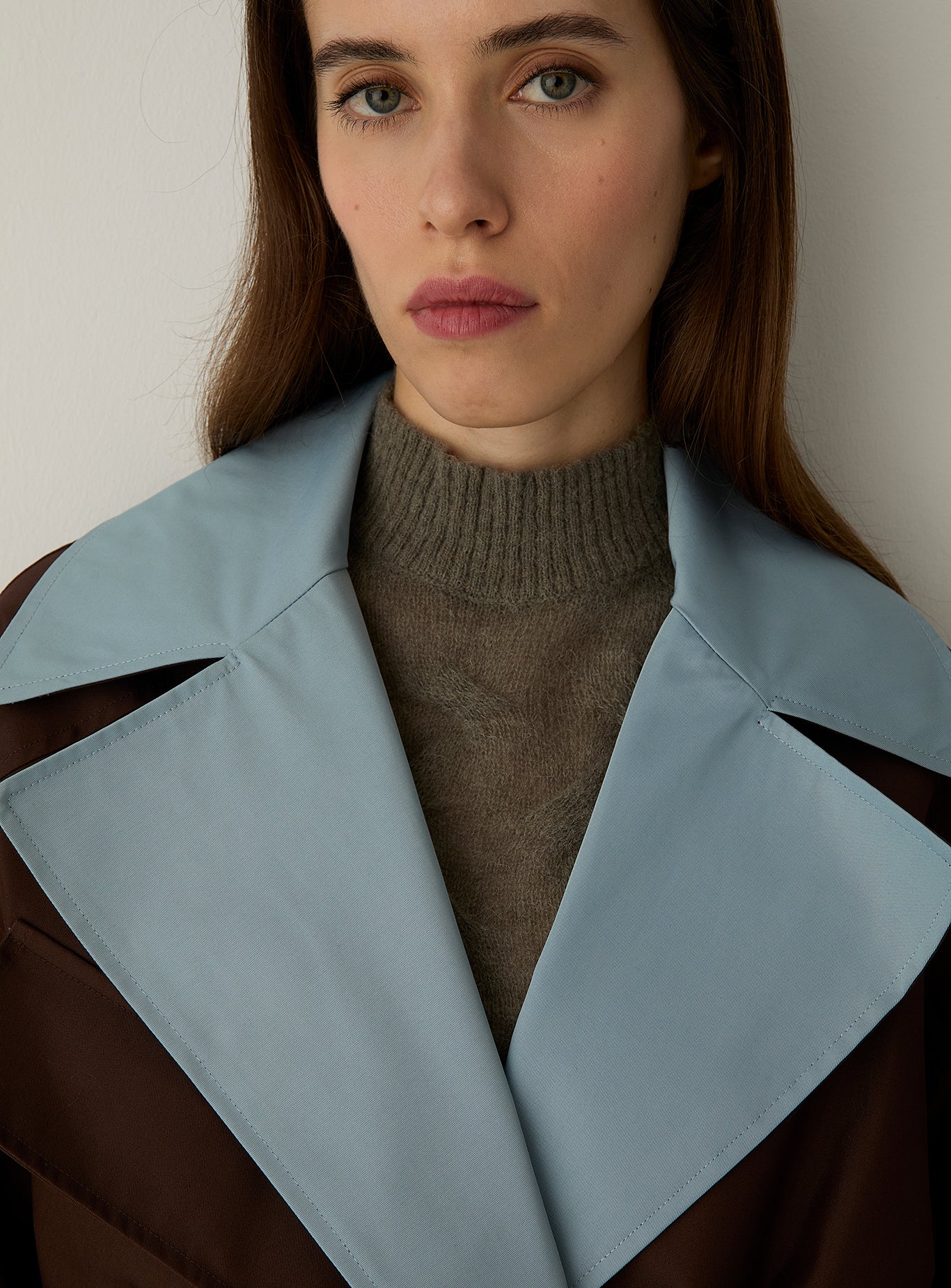LAAGAM Brown & Blue Londres Oversize Waterproof Trench Coat