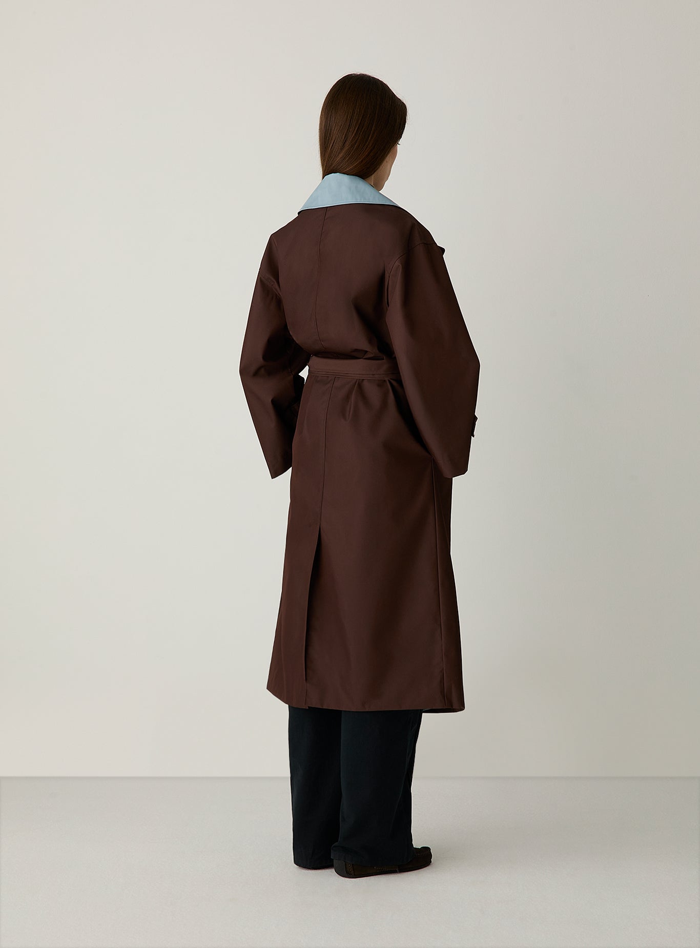 LAAGAM Brown & Blue Londres Oversize Waterproof Trench Coat
