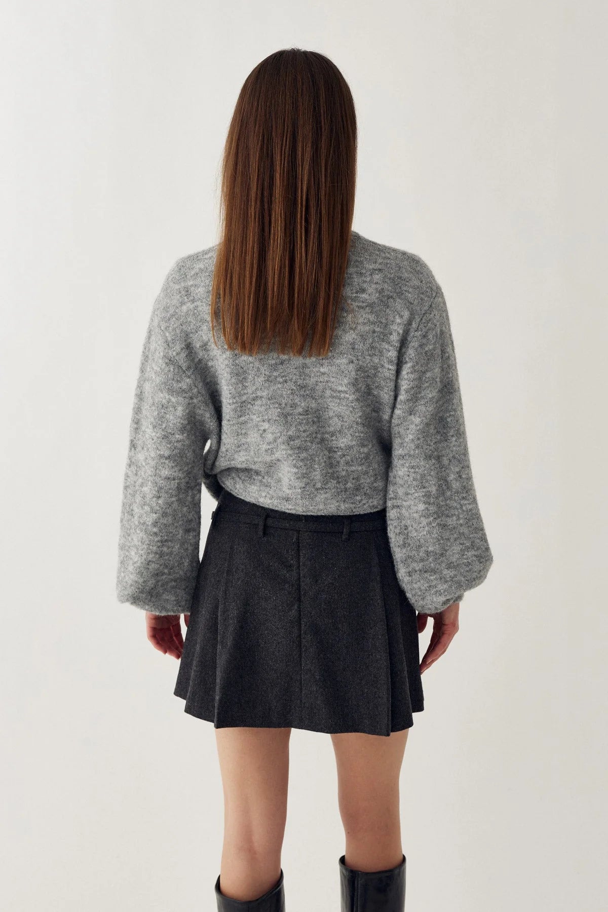Noella Light Grey Maelee Knit Wrap Wool Blend Cardigan