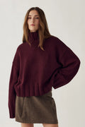 Noella Fig Purple Winter Bloom Mariya Cotton Blend Mock Neck Knit Jumper
