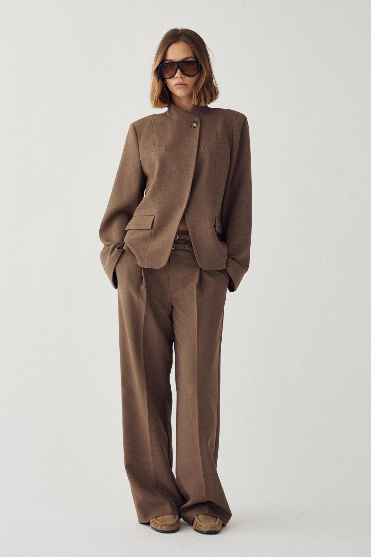 Noella Camel Brown Darryl High Waist Wide Leg Trousers