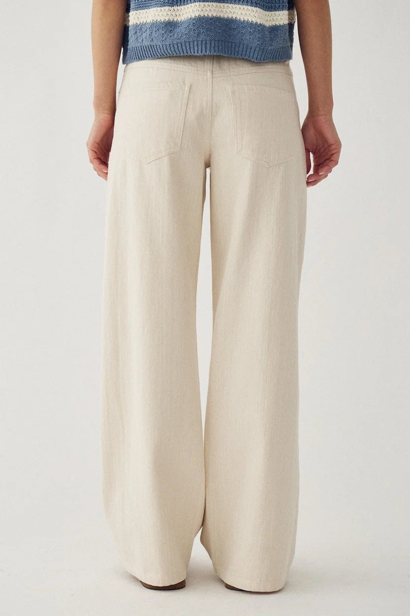 Noella Ivory Cream Melo Mid Rise Wide Leg Fit Cotton Denim Jeans
