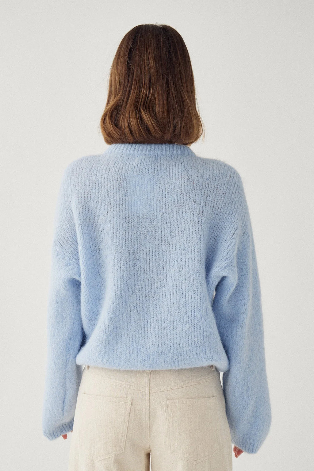 Noella Light Blue Kae Knit Alpaca Wool Blend Cardigan