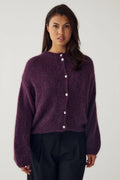 Noella Fig Purple Winter Bloom Knit Alpaca Wool Blend Cardigan