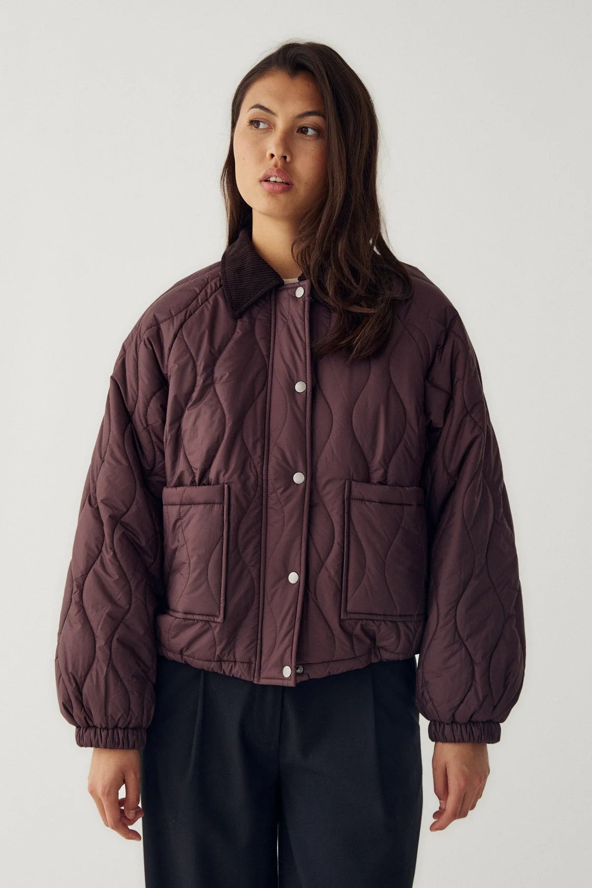 Noella Fig Purple Winter Bloom Marcelina Lightweight Quilted Jacket