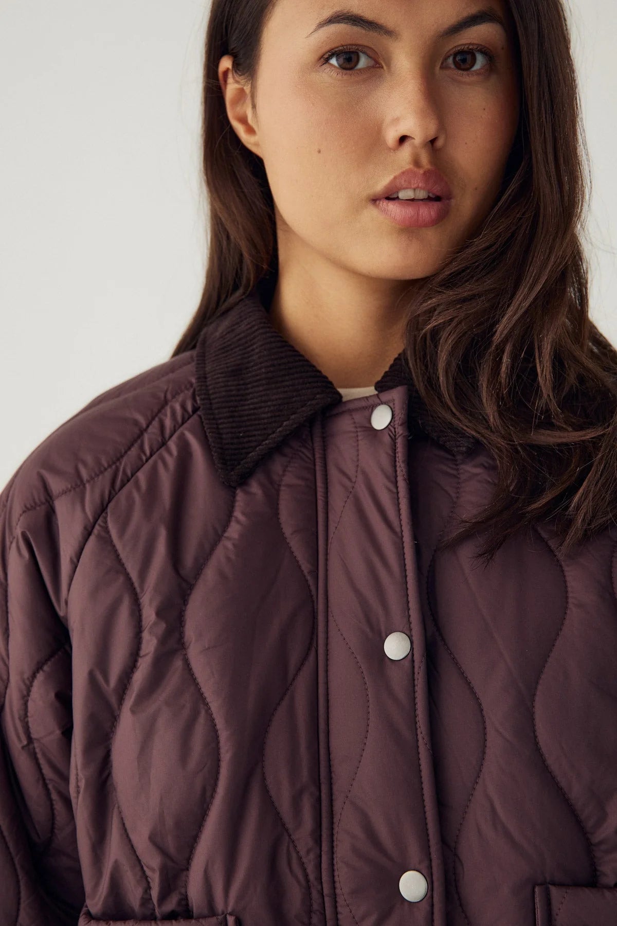 Noella Fig Purple Winter Bloom Marcelina Lightweight Quilted Jacket
