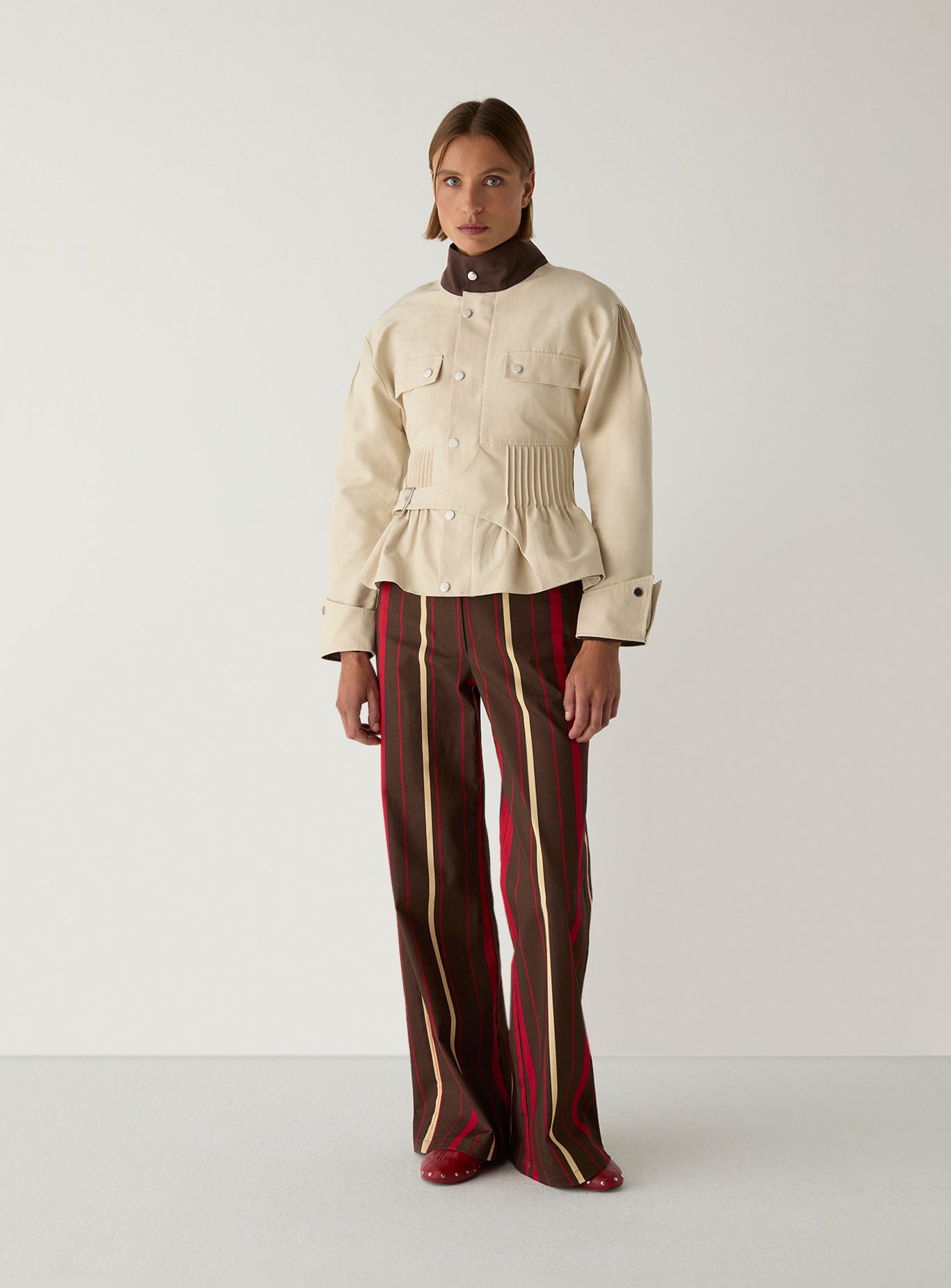 LAAGAM Cream Orly Ecru Serge Military Jacket