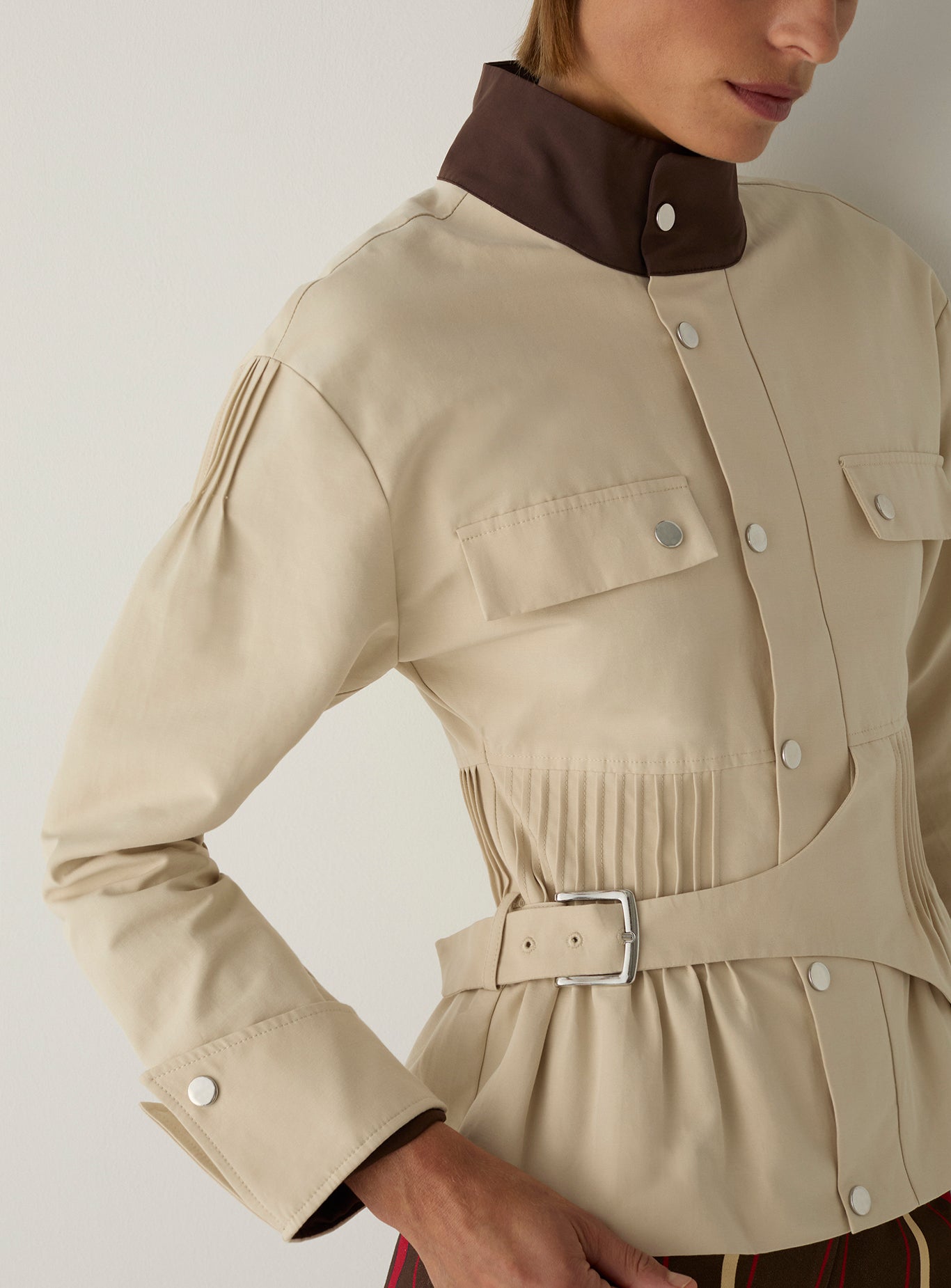 LAAGAM Cream Orly Ecru Serge Military Jacket