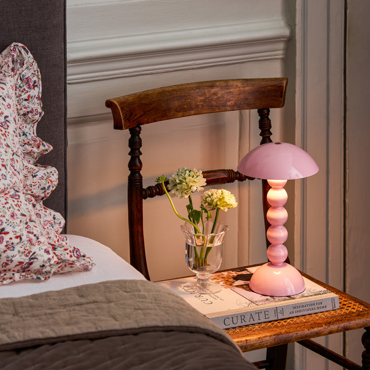 Pale Pink Lacquer Rechargeable Bobbin LED Lamp