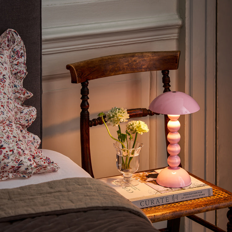 Pale Pink Lacquer Rechargeable Bobbin LED Lamp
