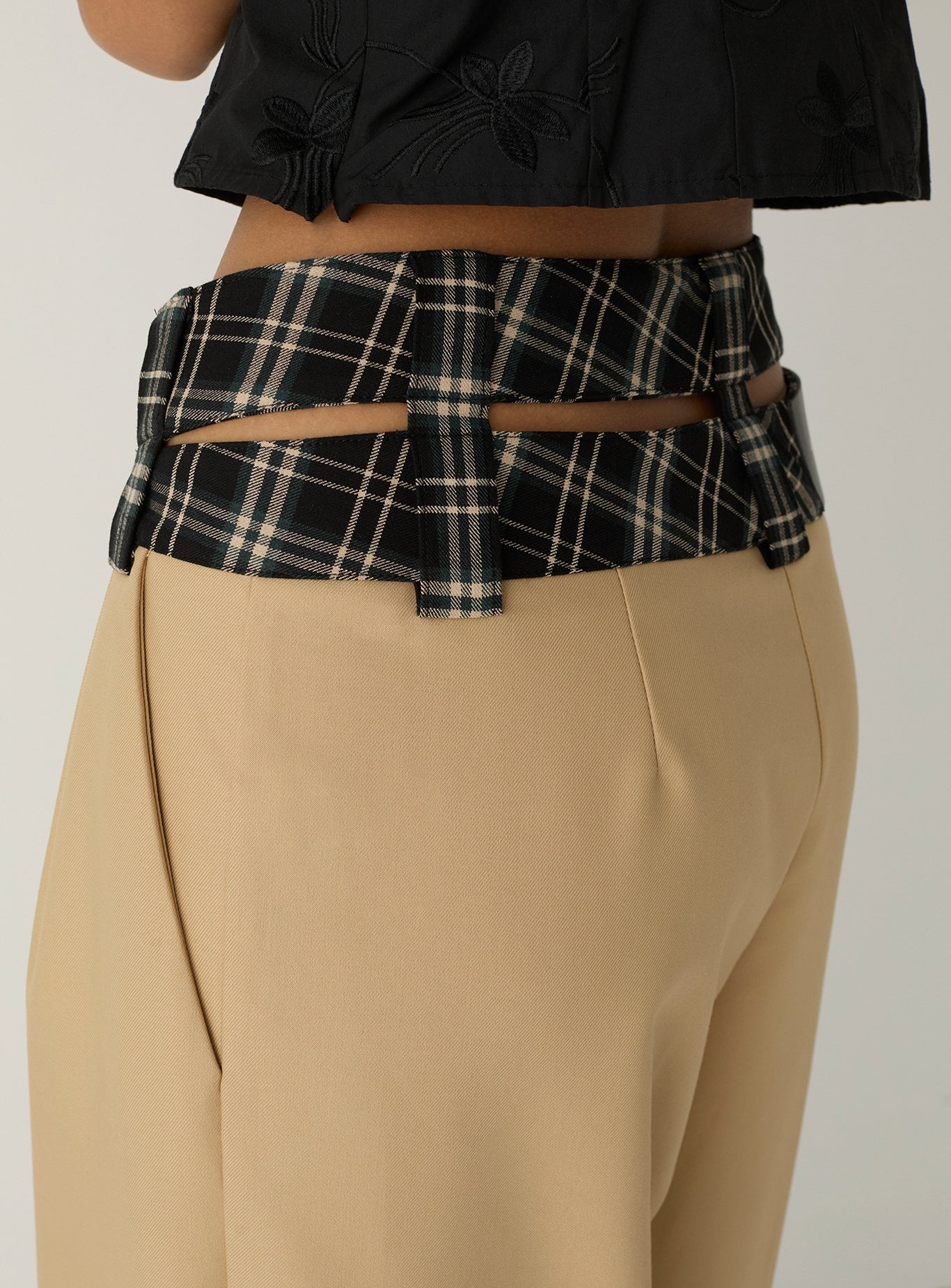 LAAGAM Camel Brown Smith Tailored Check Trousers