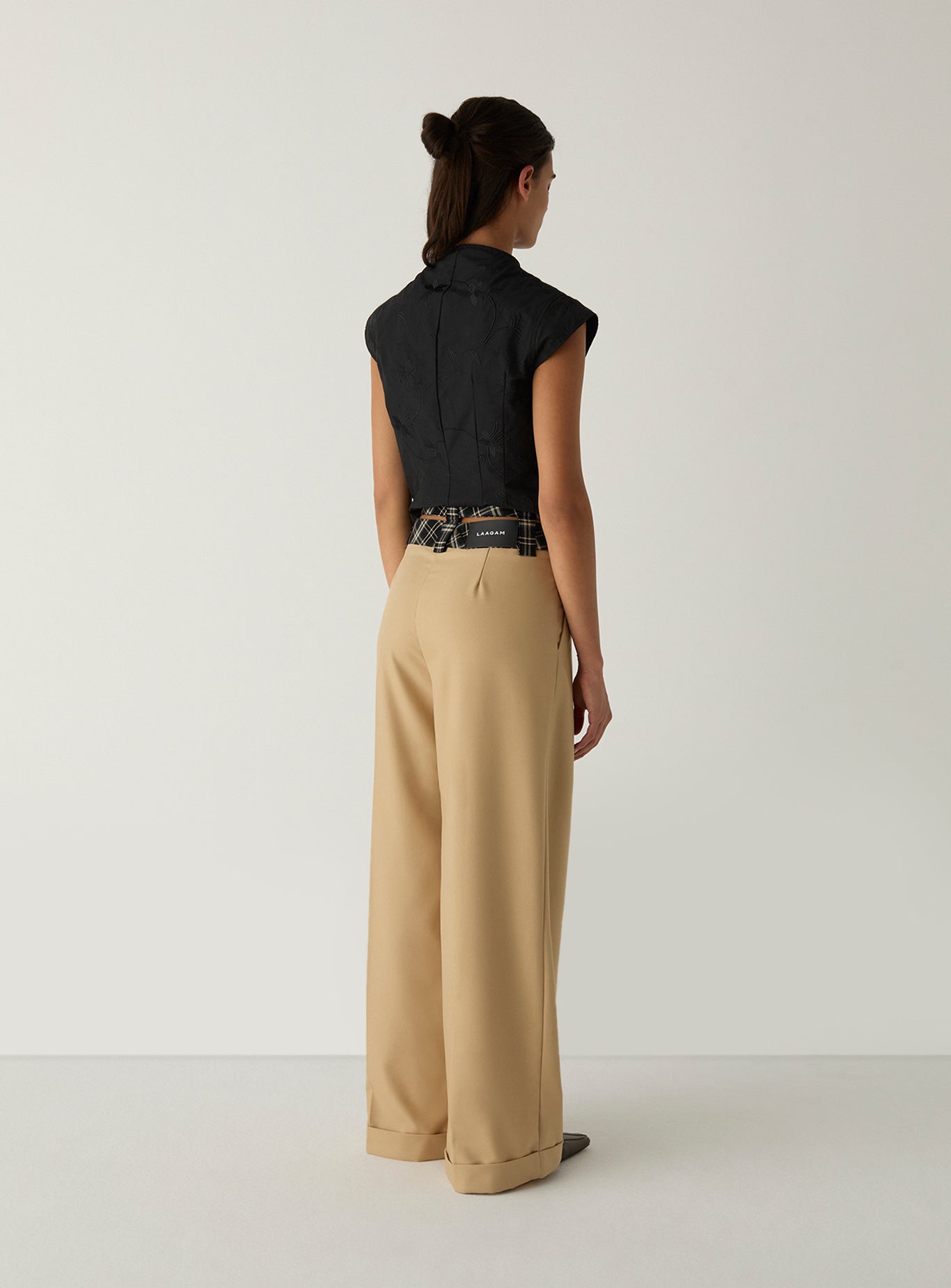 LAAGAM Camel Brown Smith Tailored Check Trousers