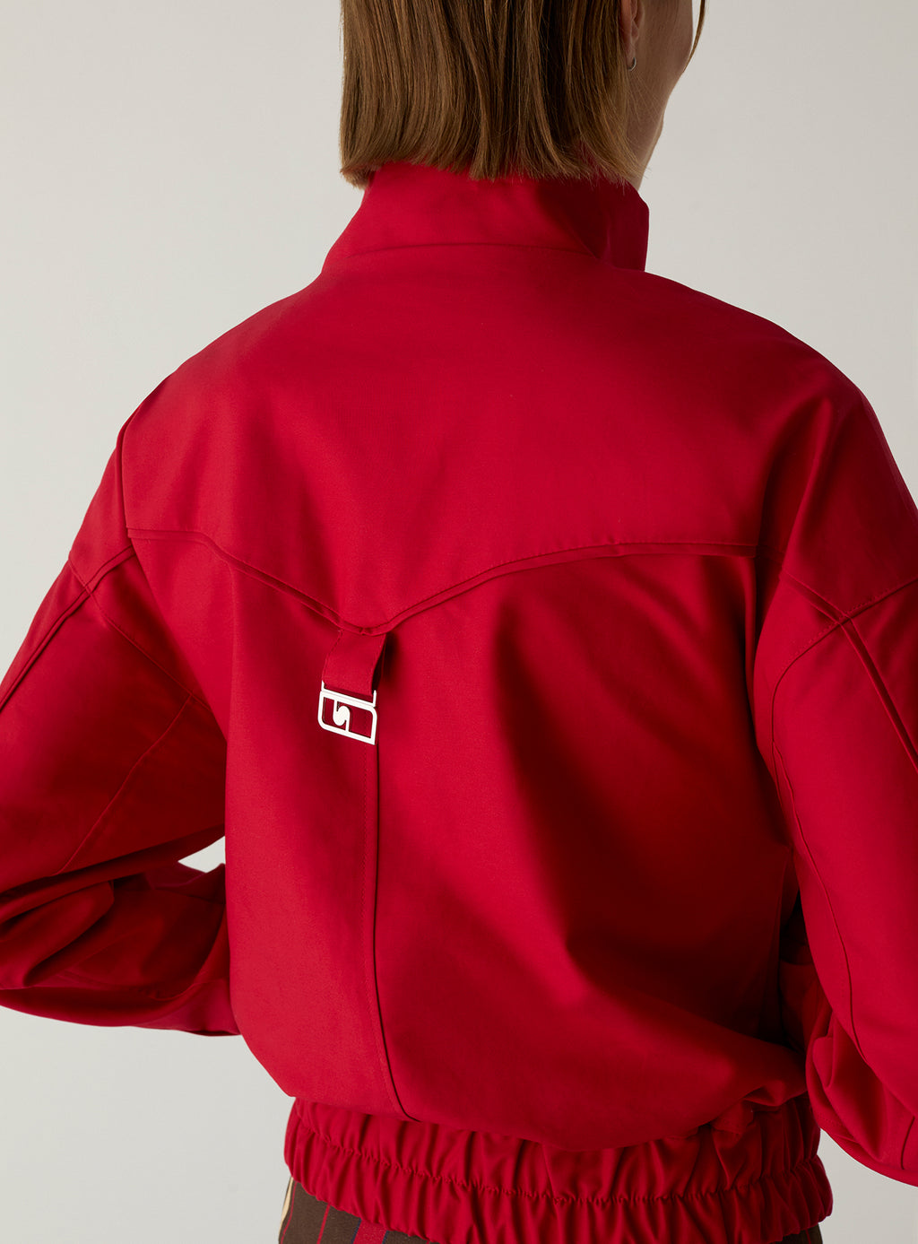 LAAGAM Red Sylvie Collar Bomber Jacket
