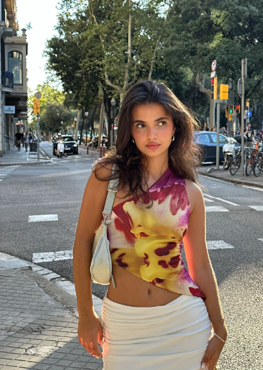 Feners Besos Pink Bloom Floral One Shoulder Top Pre-Order