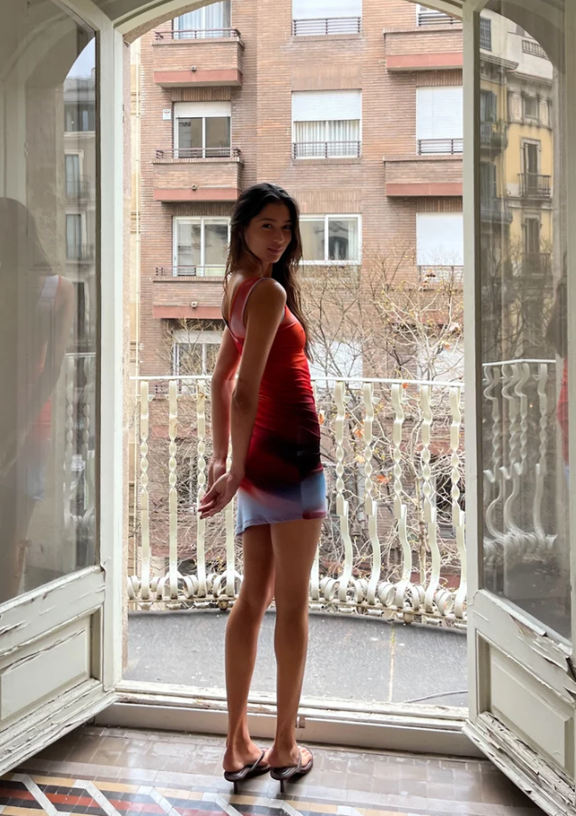 Feners Red & Blue Caracola Rosella Mini Dress Pre-Order