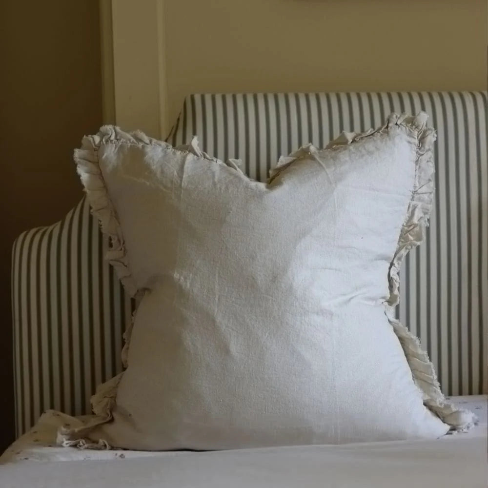 Cream Hallie Ruffle Edge Cushion Cover 65x65