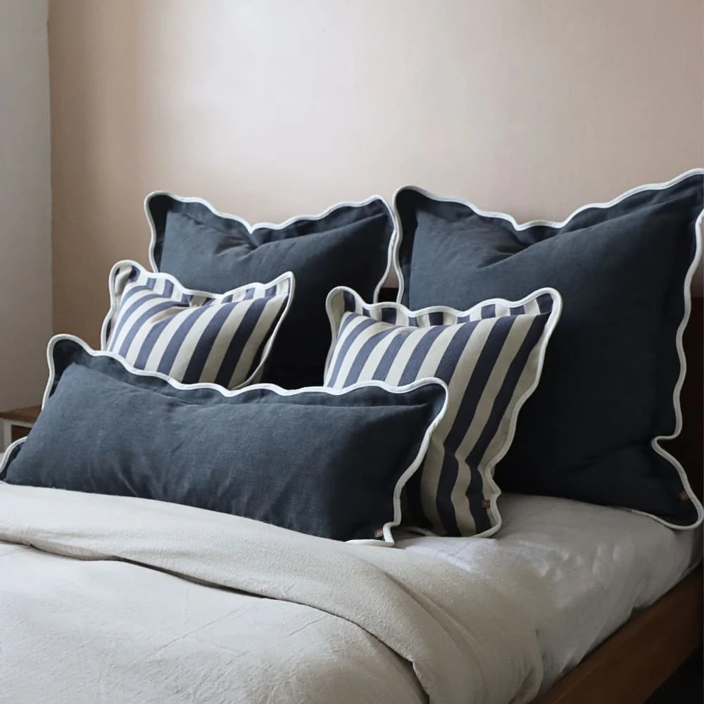 Navy Blue Chloe Scalloped Edge Cushion Cover 65x65