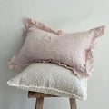 Pink Stripe Hallie Ruffled Linen Cushion Cover 50x30