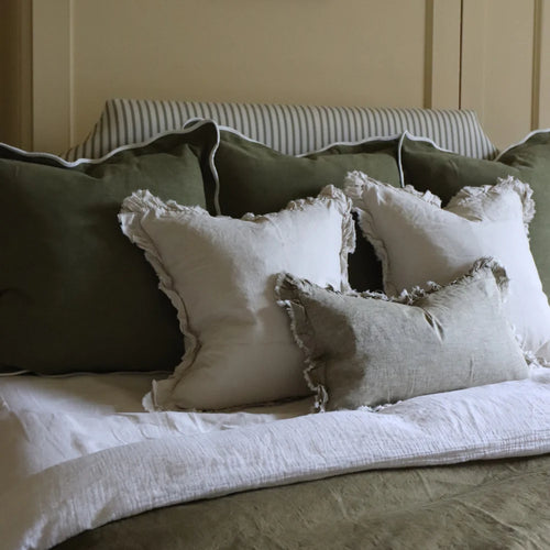 Cream Hallie Ruffled Linen Cushion Cover 53x53