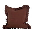 Hallie Dark Brown Ruffled Linen Cushion Cover 45x45cm