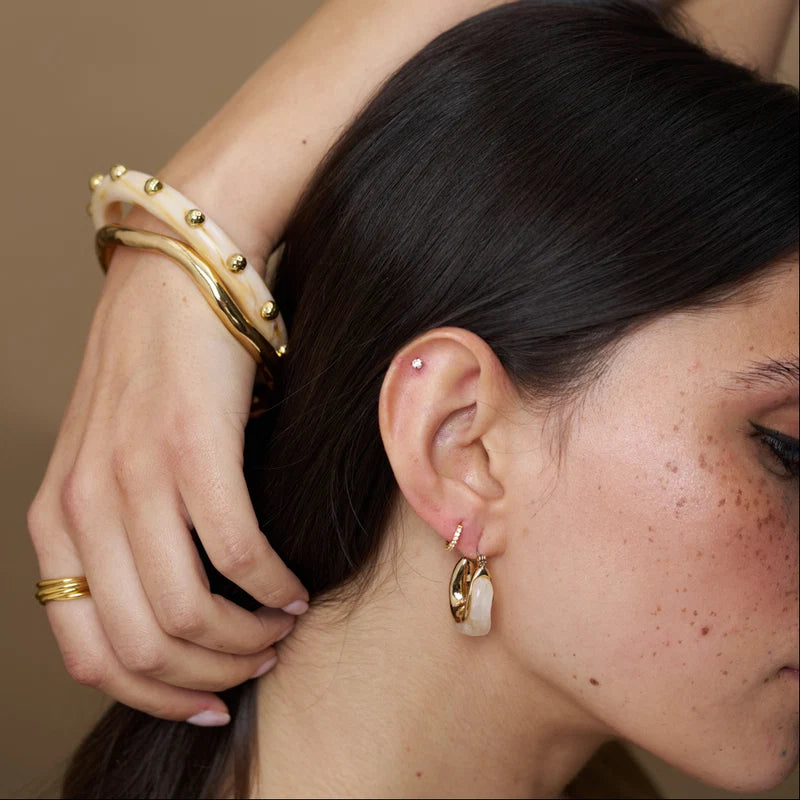 Orelia Resin Studded Bangle 18k Gold Plated