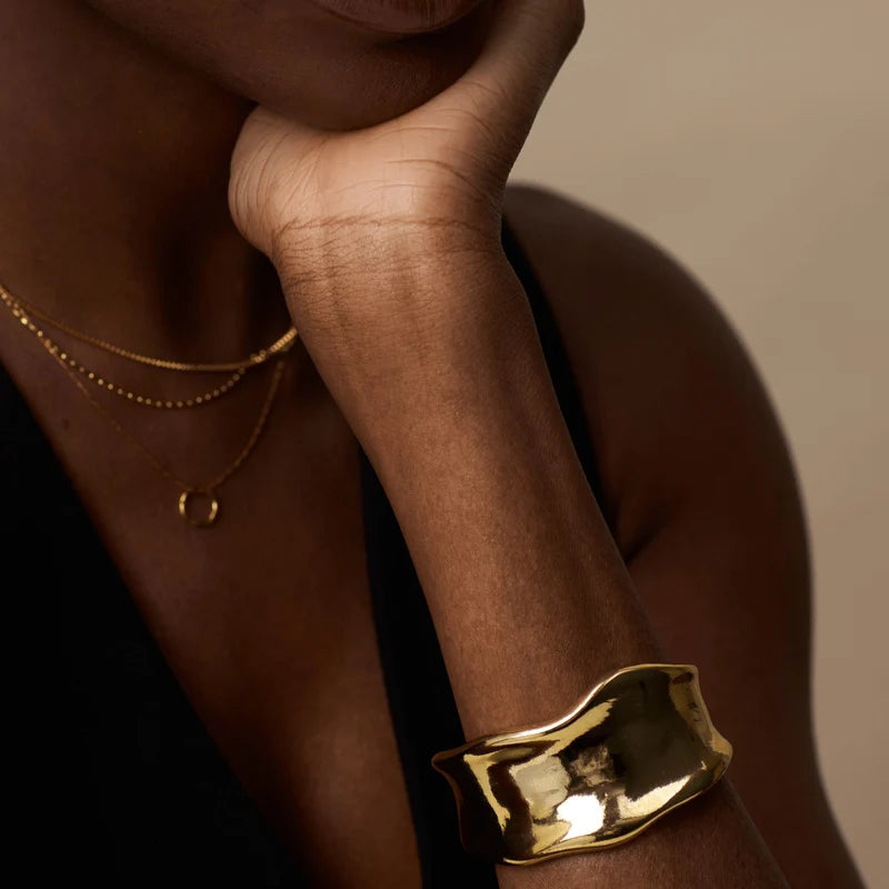 Orelia Gold Statement Organic Molten Metal Cuff Bracelet 18k Gold Plated