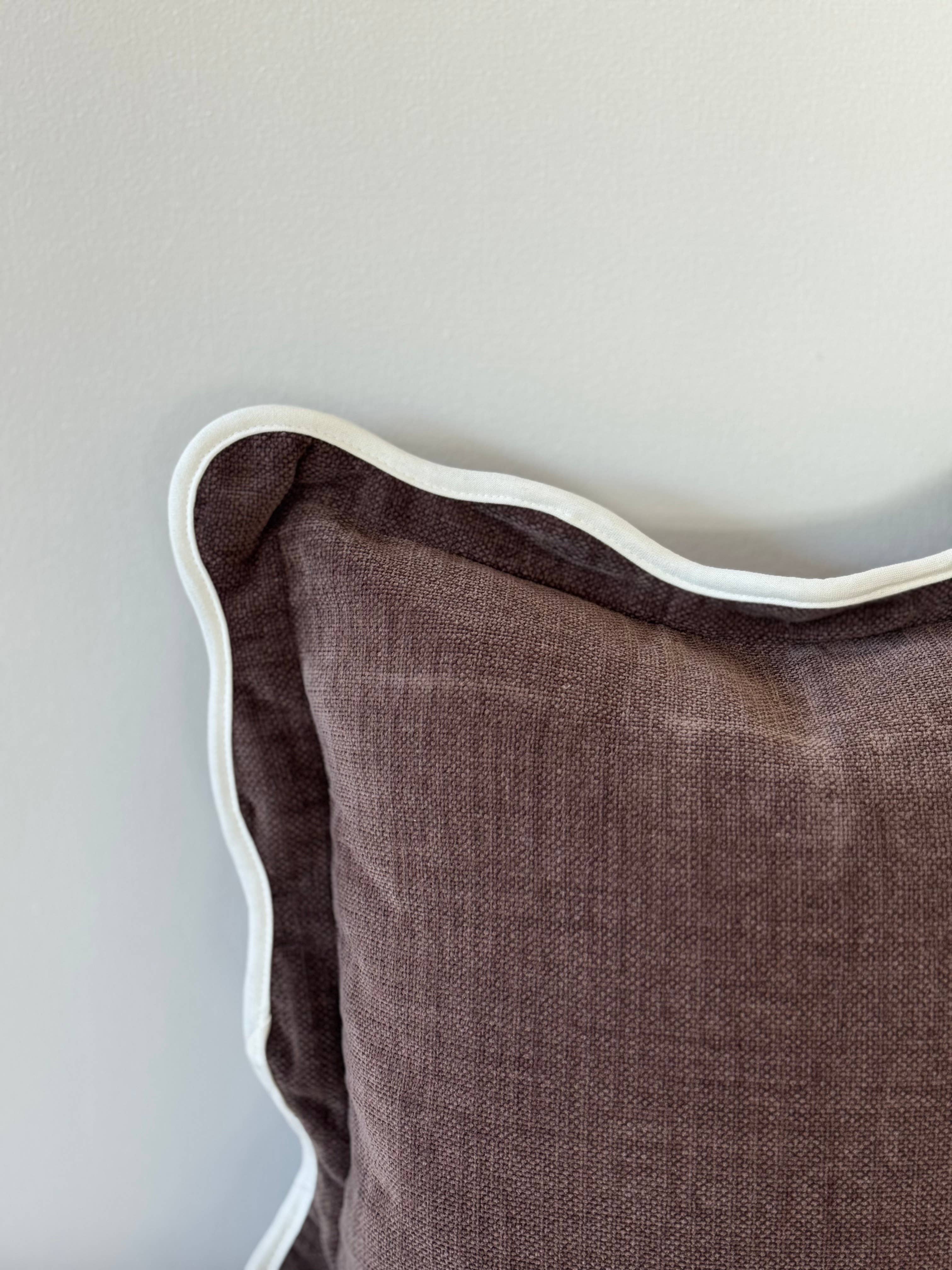 Chloe Dark Brown Scalloped Edge Cushion Cover 45x45cm