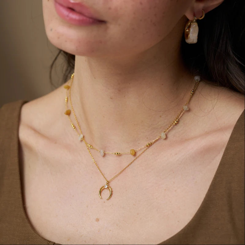 Orelia Mixed Semi Chip And Bead Necklace
