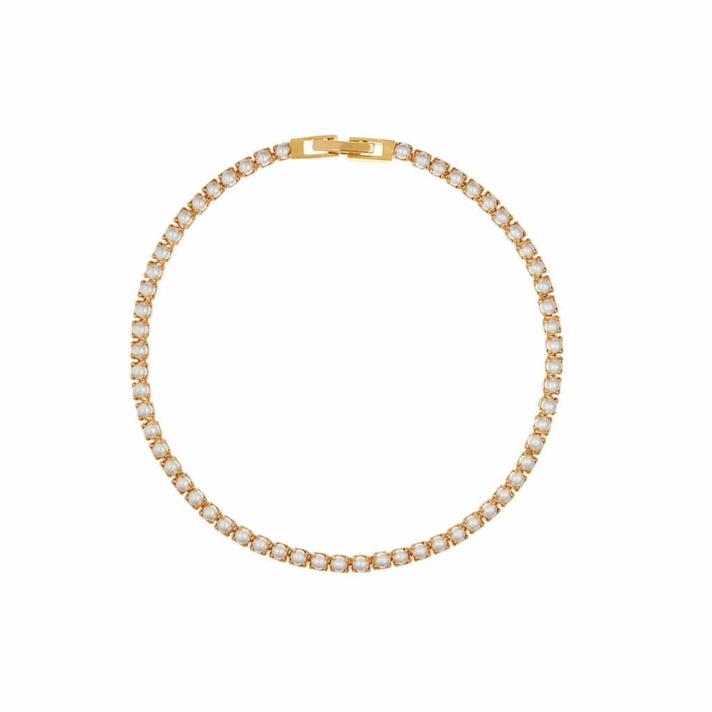 Orelia Pearl Tennis Bracelet 18k Gold Plated