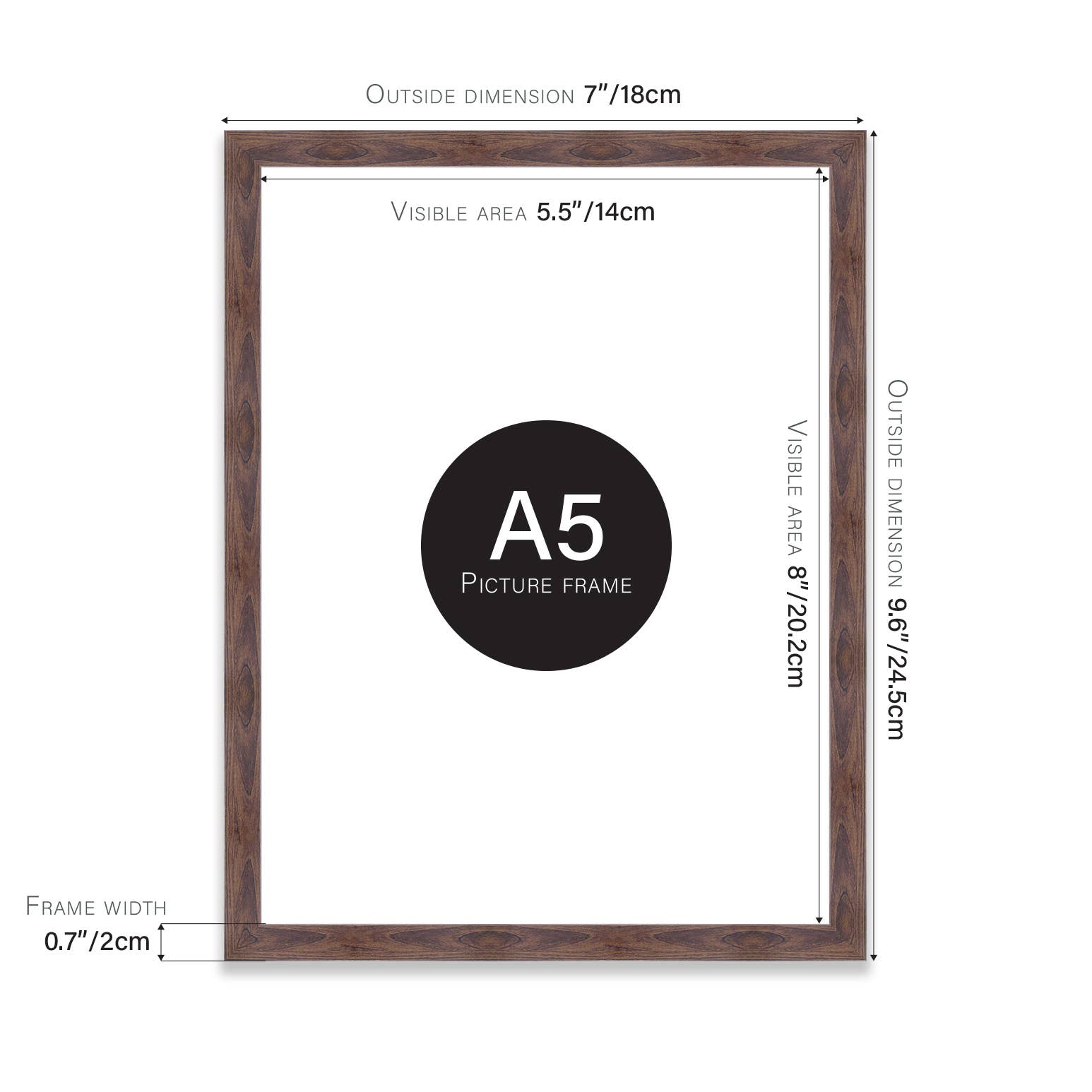 Walnut A5 Picture Frame