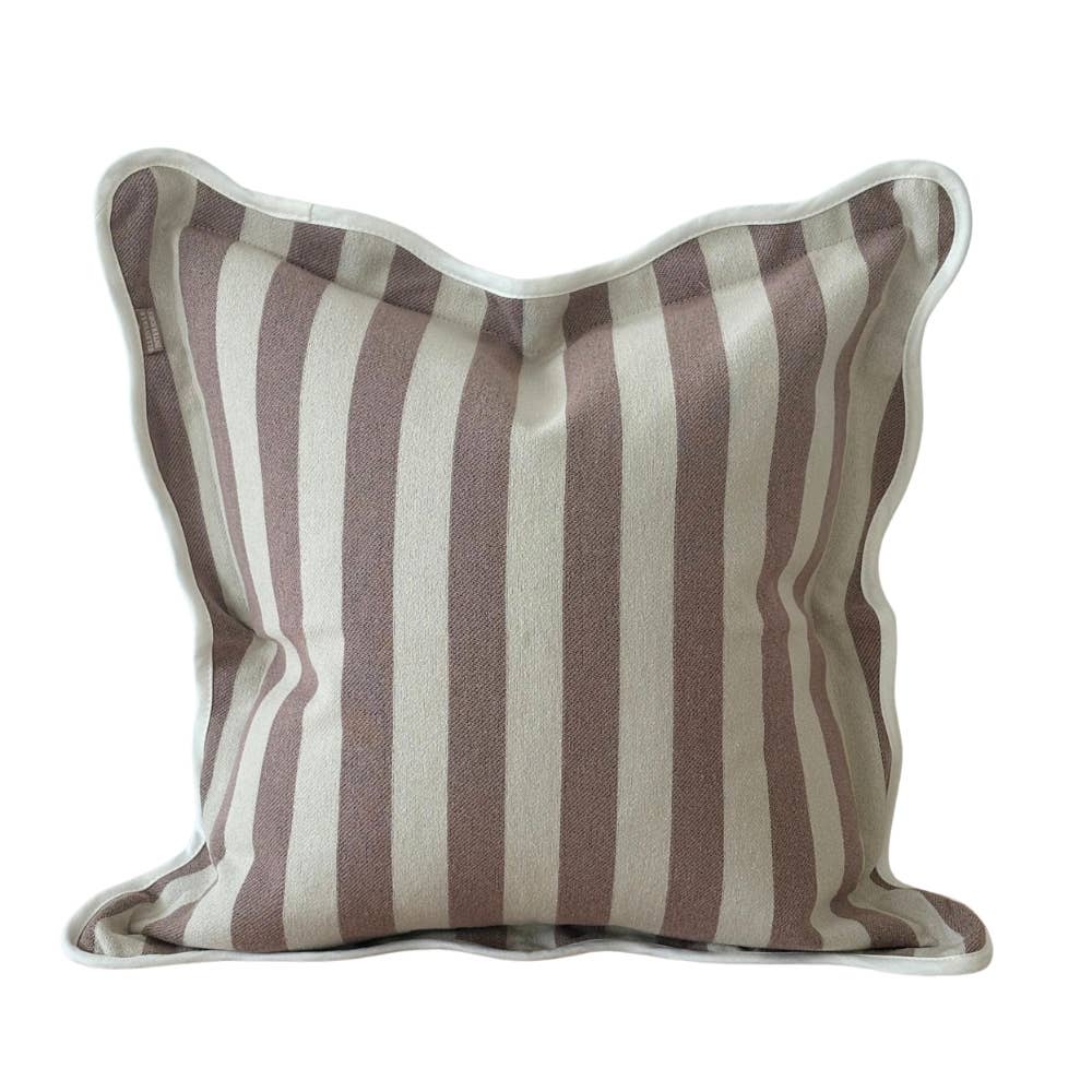 Chloe Dusty Pink Stripe Scalloped Edge Cushion Cover 45x45