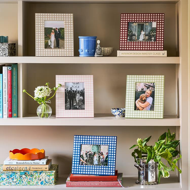 Cherry Red Gingham Lacquer Photo Frame