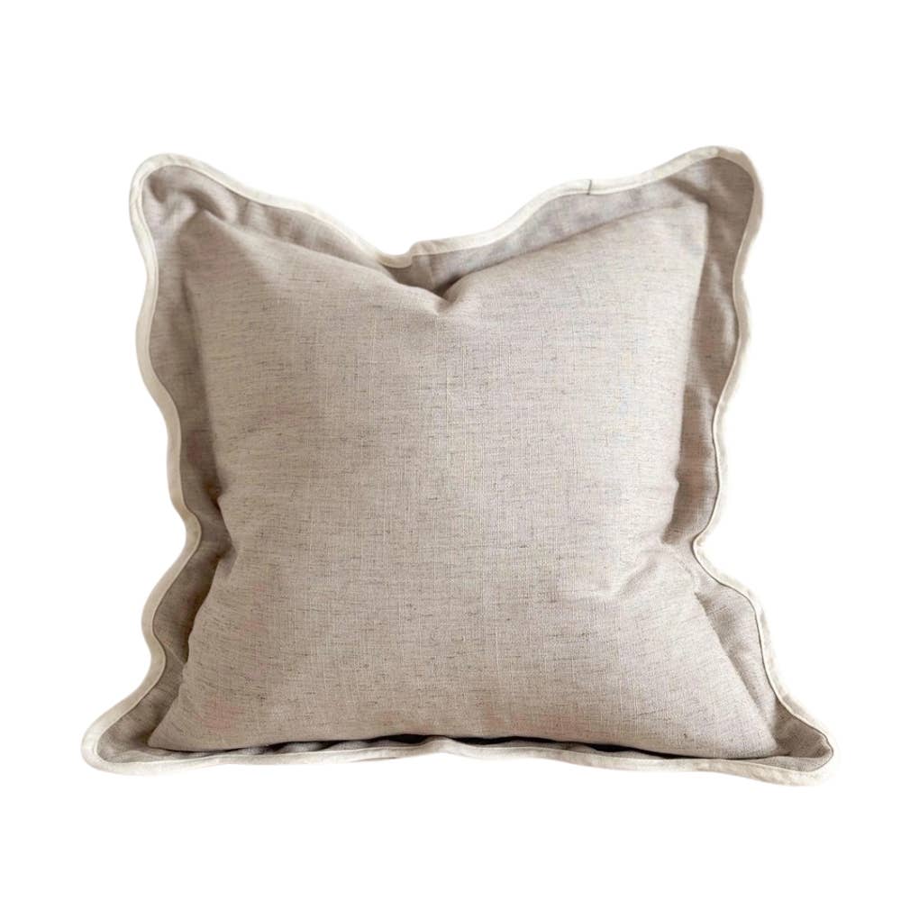 Chloe Greige Scalloped Edge Cushion Cover 55x55cm