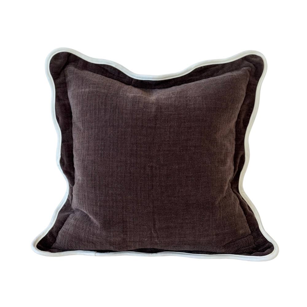 Chloe Dark Brown Scalloped Edge Cushion Cover 45x45cm