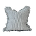 Ellenvale Interiors Navy Blue Stripe Hallie Ruffled Linen Cushion Cover 45x45