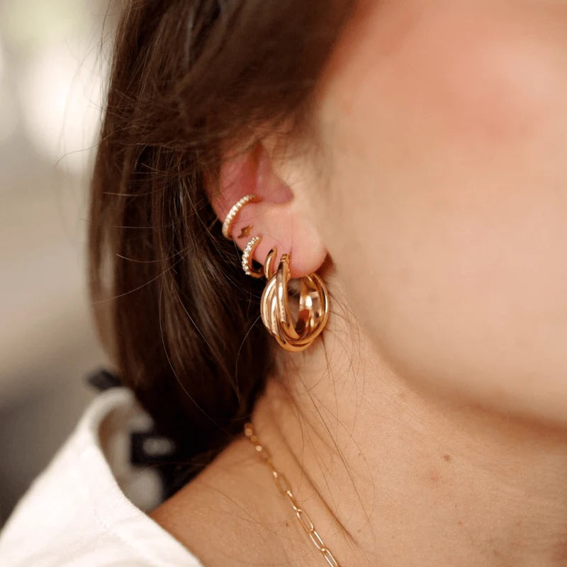 Orelia Gold Interlocking Hoop Earrings 18k Gold Plated