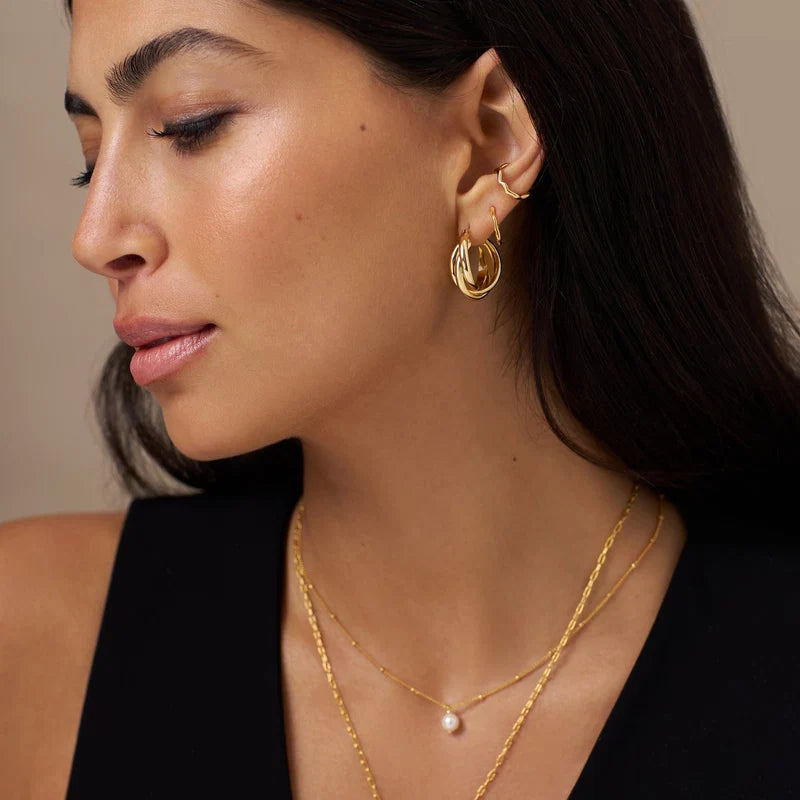Orelia Gold Interlocking Hoop Earrings 18k Gold Plated