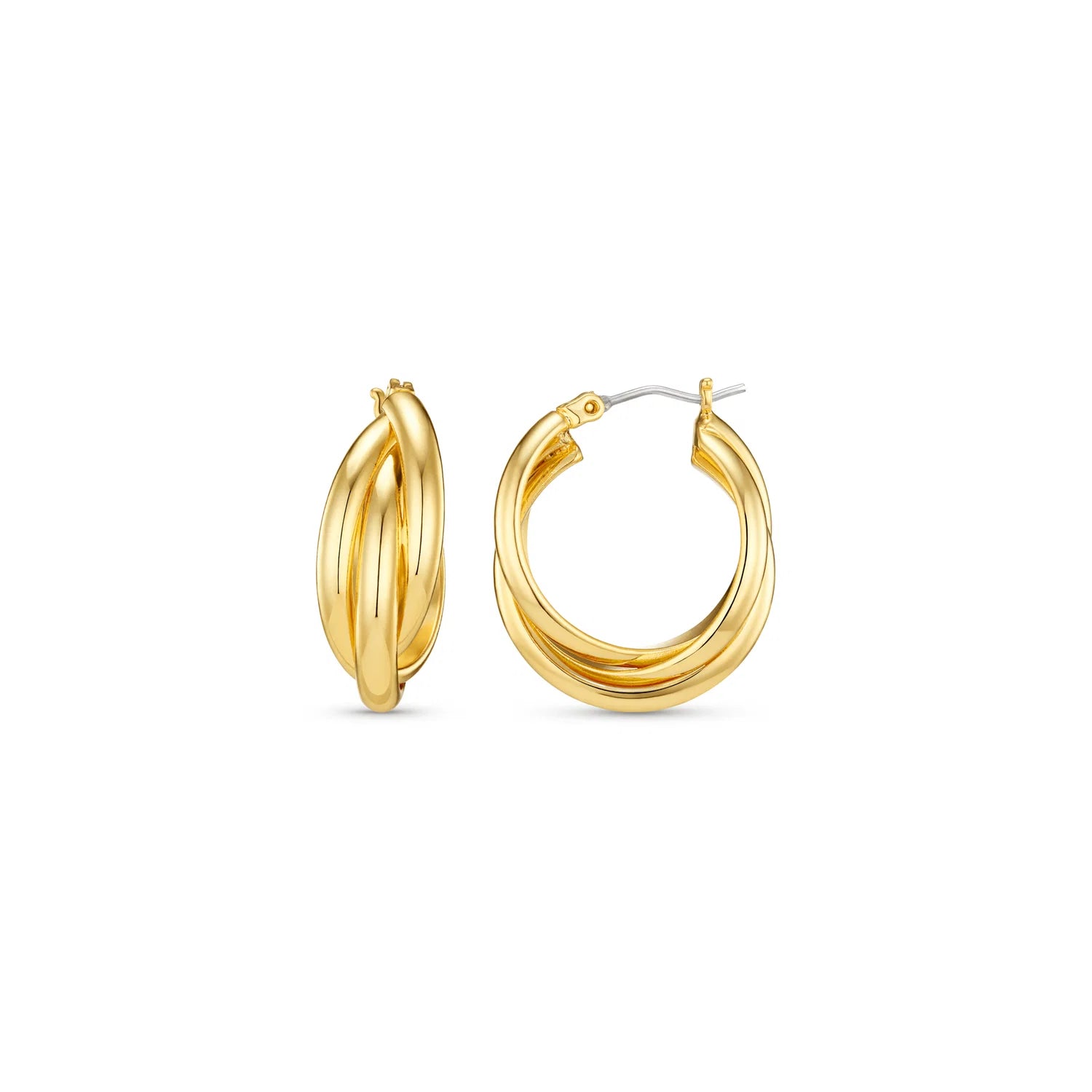Orelia Gold Interlocking Hoop Earrings 18k Gold Plated