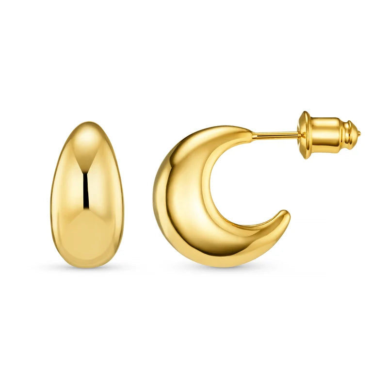 Orelia Gold Tapered Domed Hooped Earrings 18k Gold