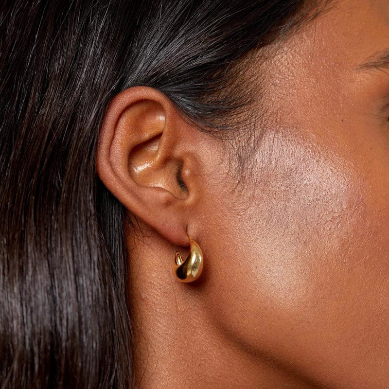 Orelia Gold Tapered Domed Hooped Earrings 18k Gold