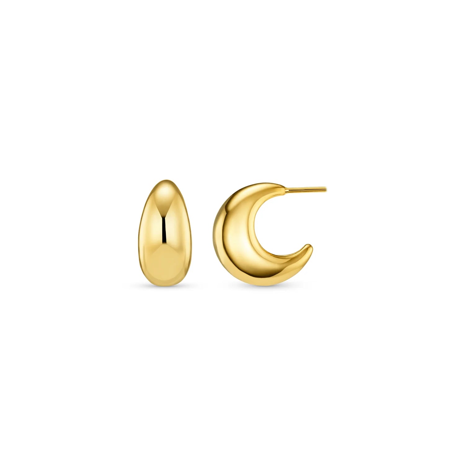 Orelia Gold Tapered Domed Hooped Earrings 18k Gold