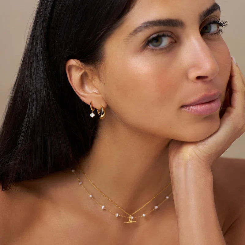Orelia Gold Tapered Domed Hooped Earrings 18k Gold