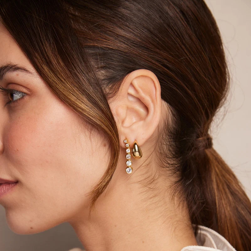 Orelia Gold Tapered Domed Hooped Earrings 18k Gold