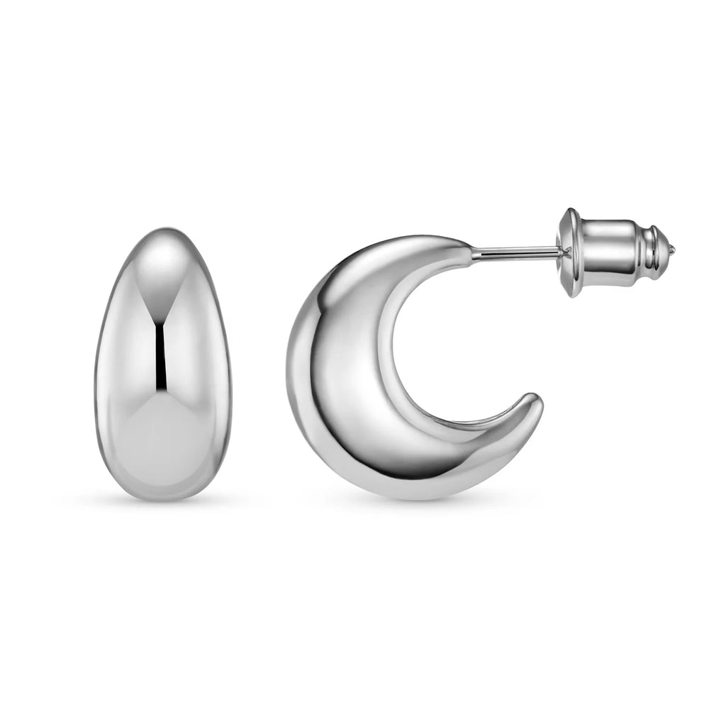 Orelia Silver Tapered Hoop Earrings 925 Sterling Silver Plated