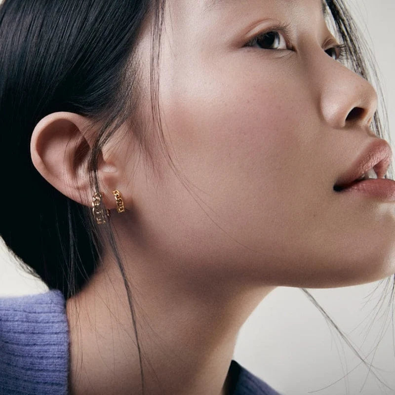 Orelia Chain Huggie Hoops Midsize Earrings