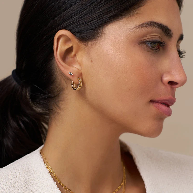 Orelia Chain Huggie Hoops Midsize Earrings