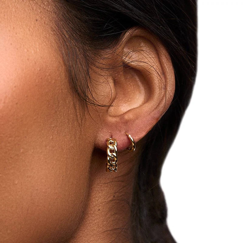 Orelia Chain Huggie Hoops Midsize Earrings
