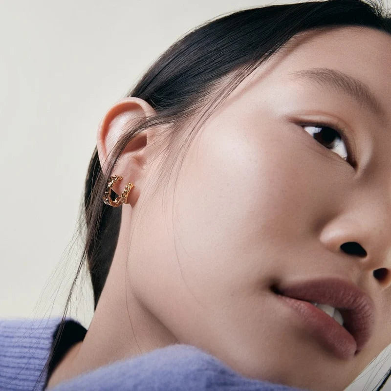 Orelia Chain Huggie Hoops Midsize Earrings