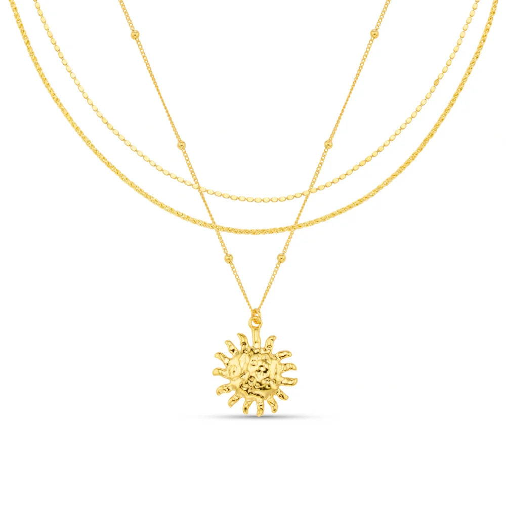 Orelia Molten Sun 3 Row Necklace 18k Gold Plated